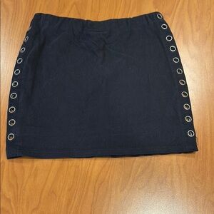 Black Eyelet-Trimmed Skirt